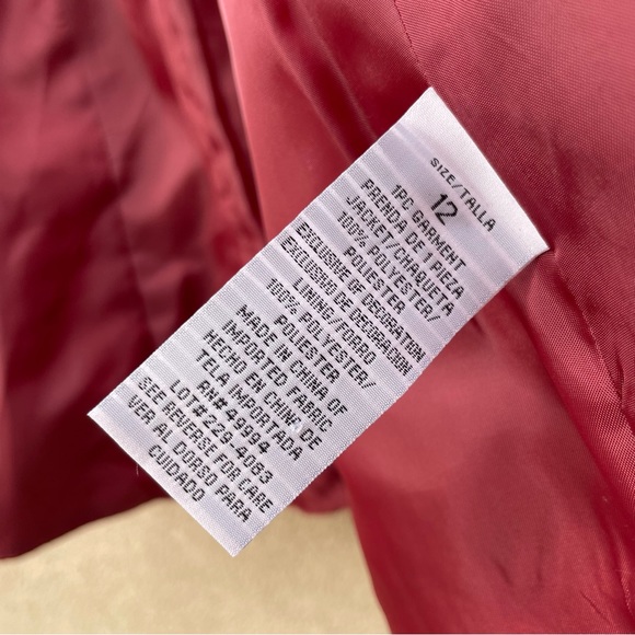 R&M Richards Holiday Burgundy Red Geometric Twinkle Blazer Sz 12 - Picture 6 of 6